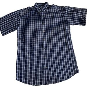 Mens Large Tall Bit & Britle Button Up Short Sleeve Shirt W/chest‎ Pocket,...
